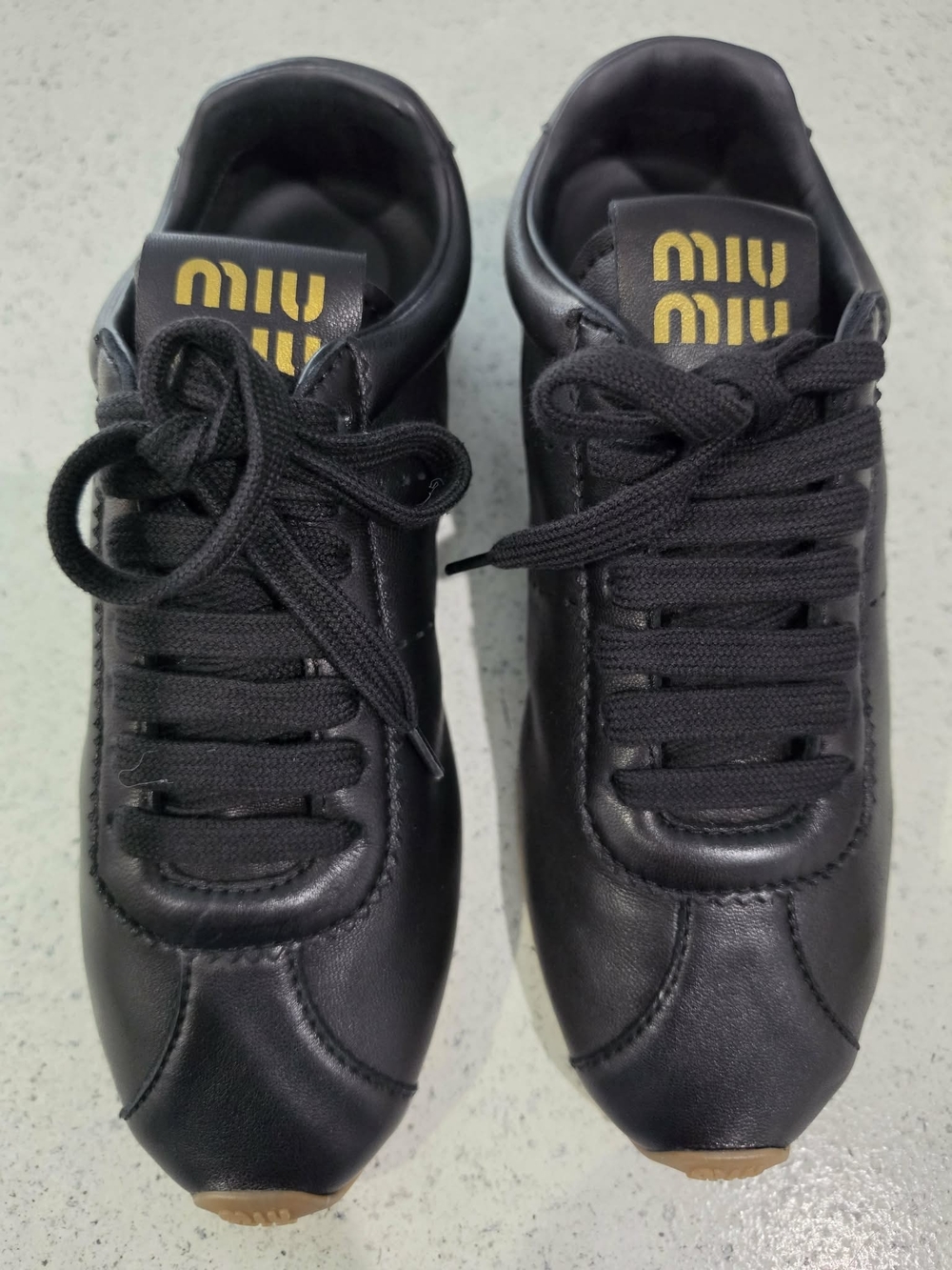 Miu Miu Women's Black Nappa Leather Sneakers
